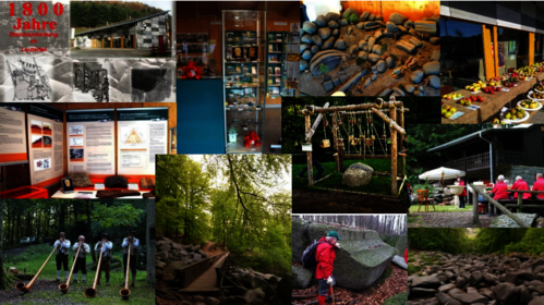 Collage aus Bildern von verschiedenen Attraktionen, dem Felsenmeer und dem Informationszentrum